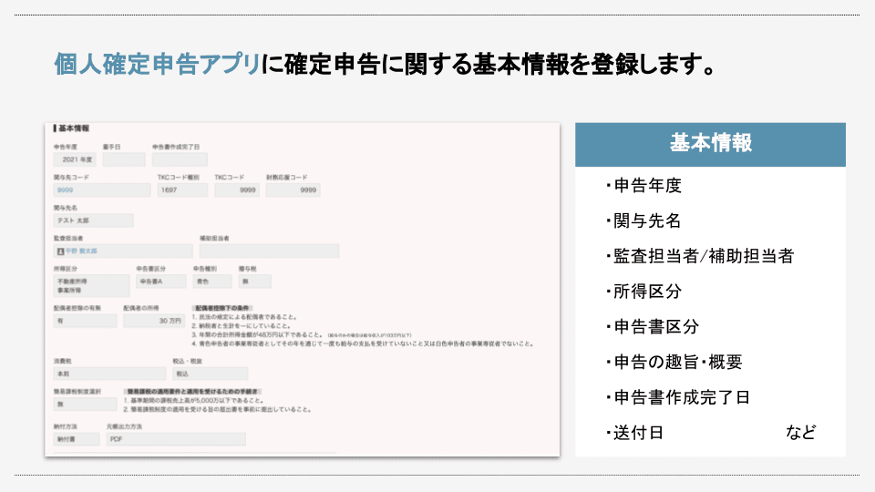 個人確定申告アプリの画面イメージ