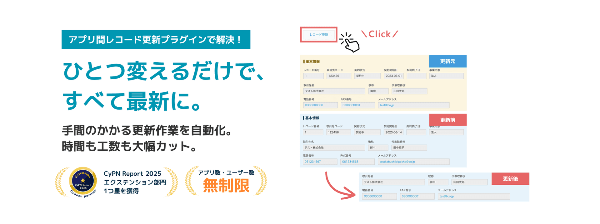 アプリ間レコード更新プラグインの紹介イメージ