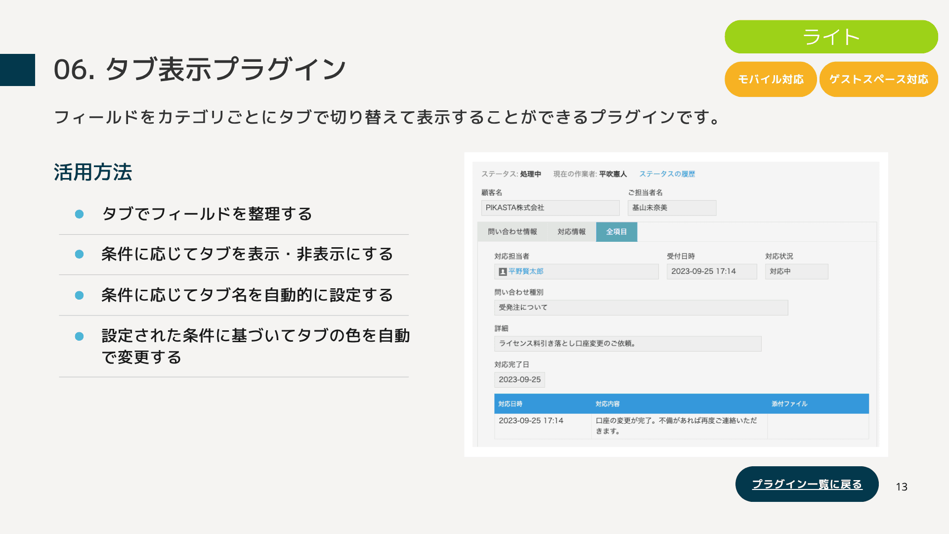 タブ表示プラグインの機能紹介資料