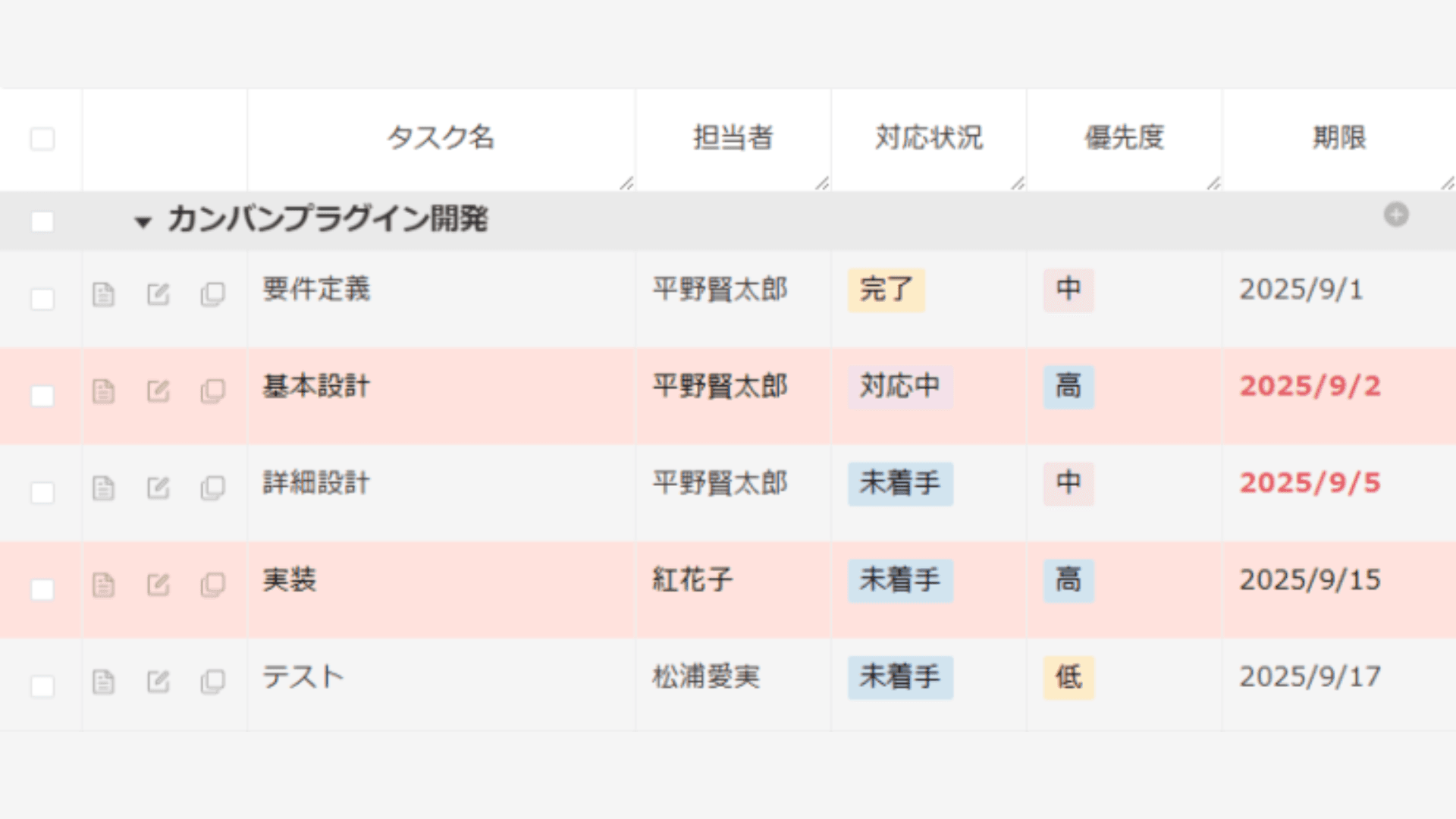 条件に応じたレコードの色分けをする（文字色・背景色）イメージ