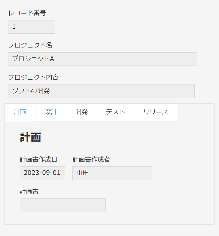 工程ごとにタブで整理したプロジェクト管理画面(図1)
