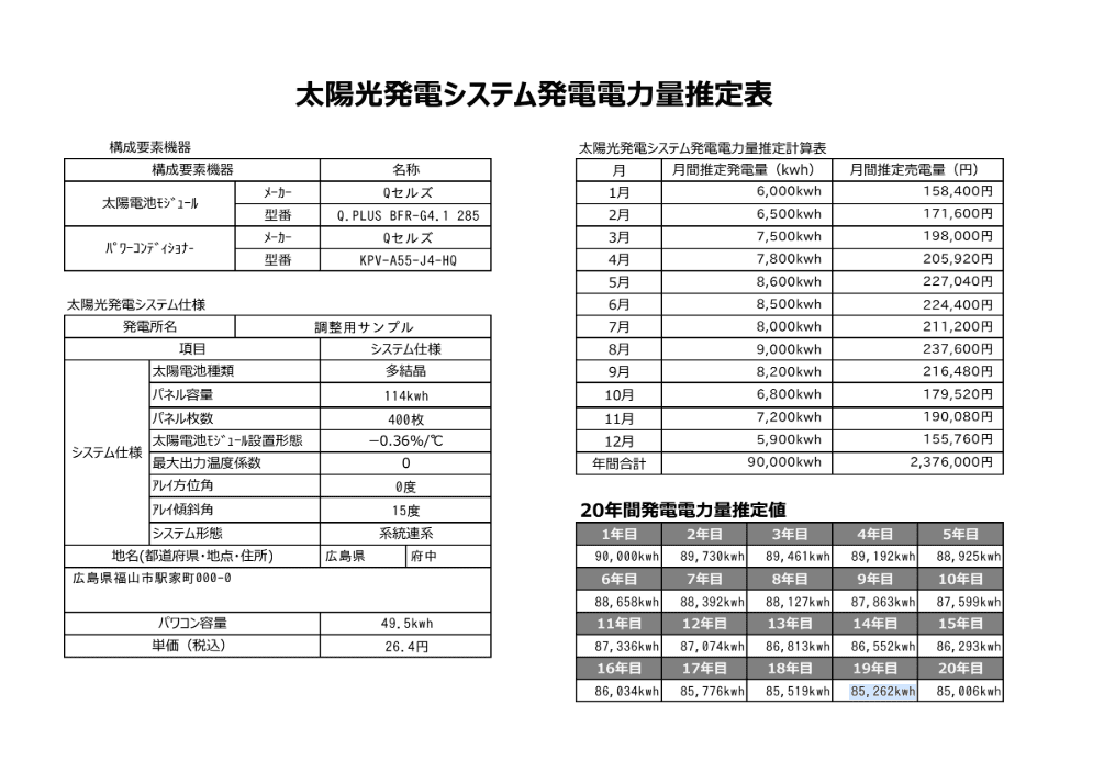 k-Report で出力された帳票のサンプル