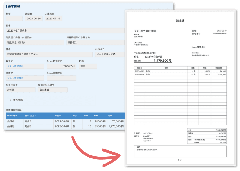 freee請求書作成