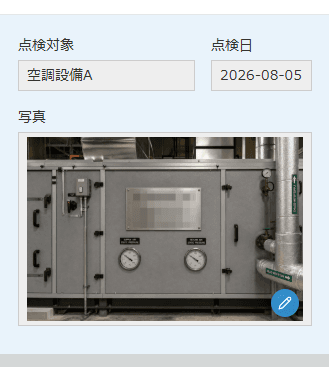 モザイク適用後の写真が表示されているレコード詳細画面