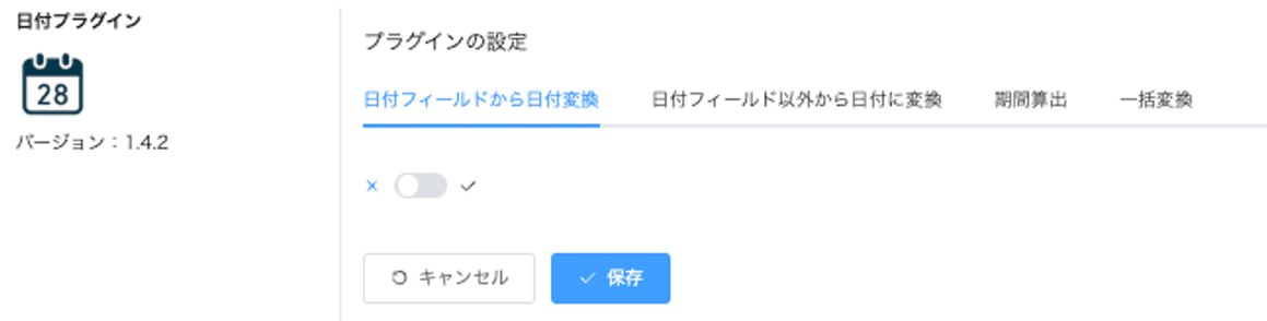 日付プラグインの設定画面