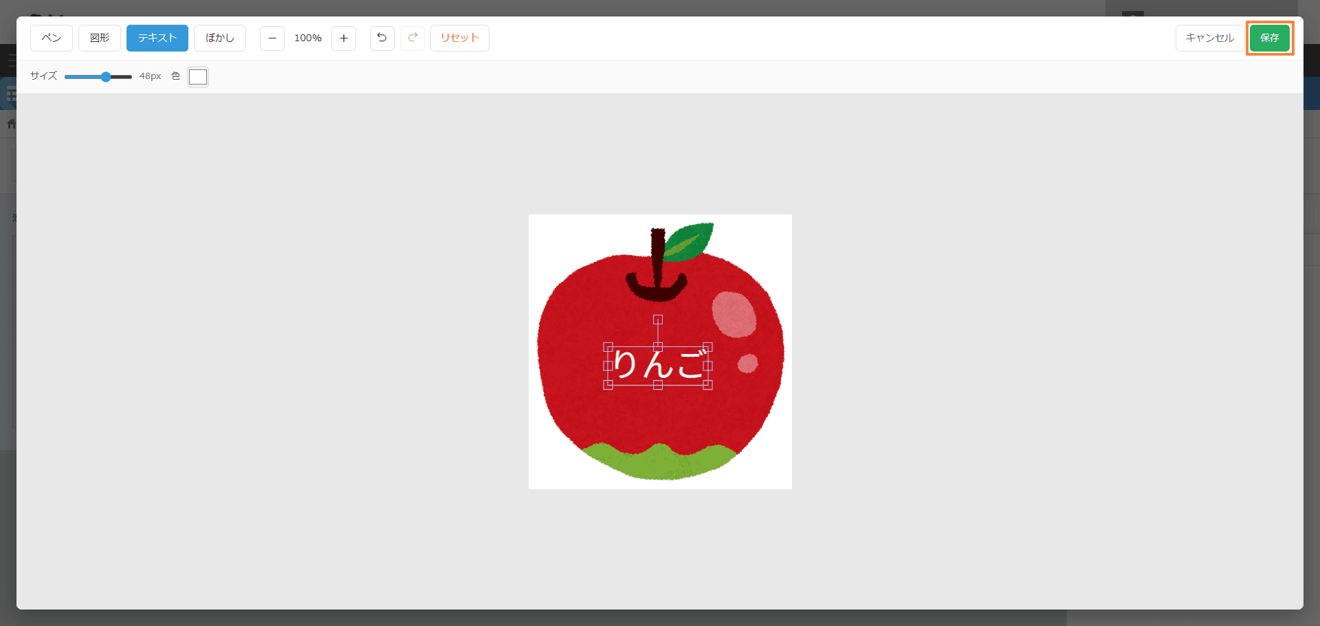 画像編集画面で編集を行う様子