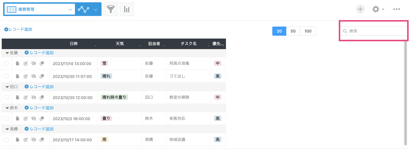 フリーワード検索の入力ボックス