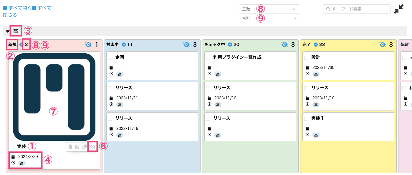 カンバンプラグインのレコード一覧画面