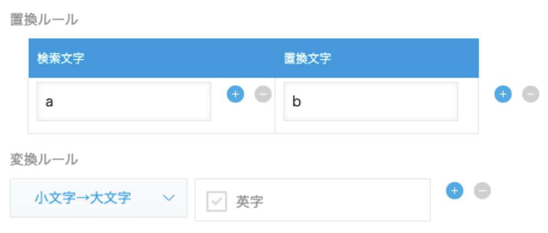 置換ルールと変換ルールの設定例