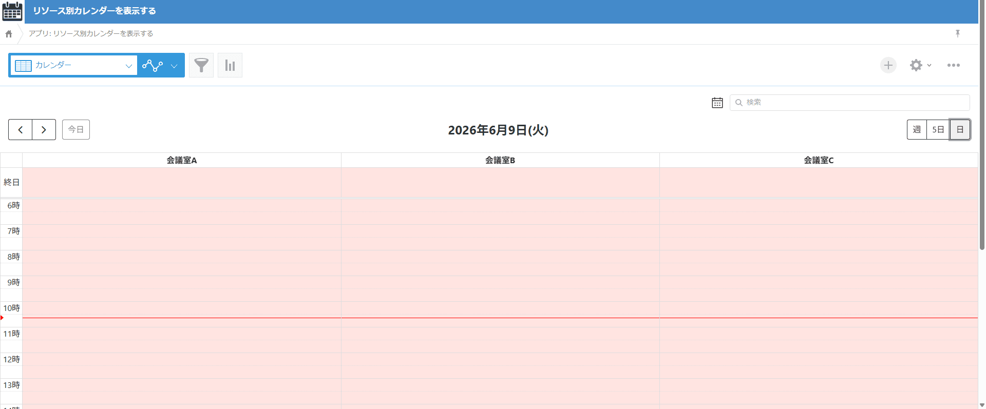 カレンダープラグインの改善後の日表示ヘッダー(曜日付き)
