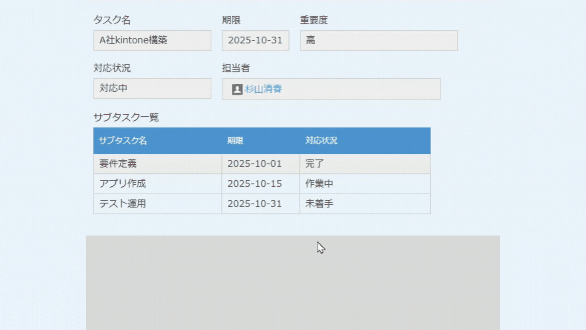 テーブル内のフィールドに書式設定のイメージ