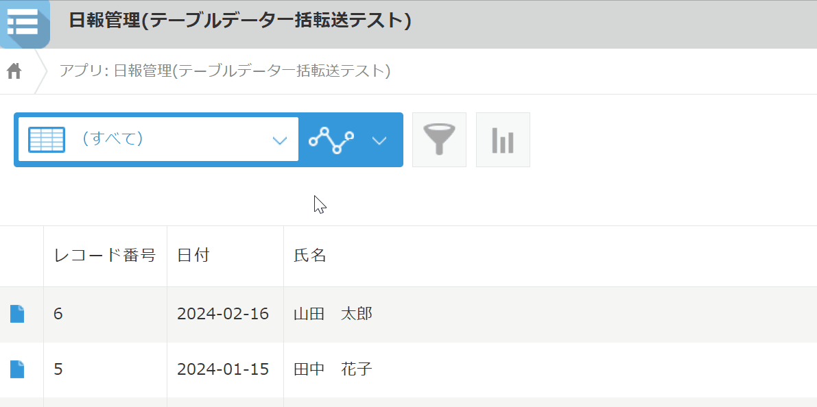 一覧ごとにアクションボタンの表示を切り替えるデモ