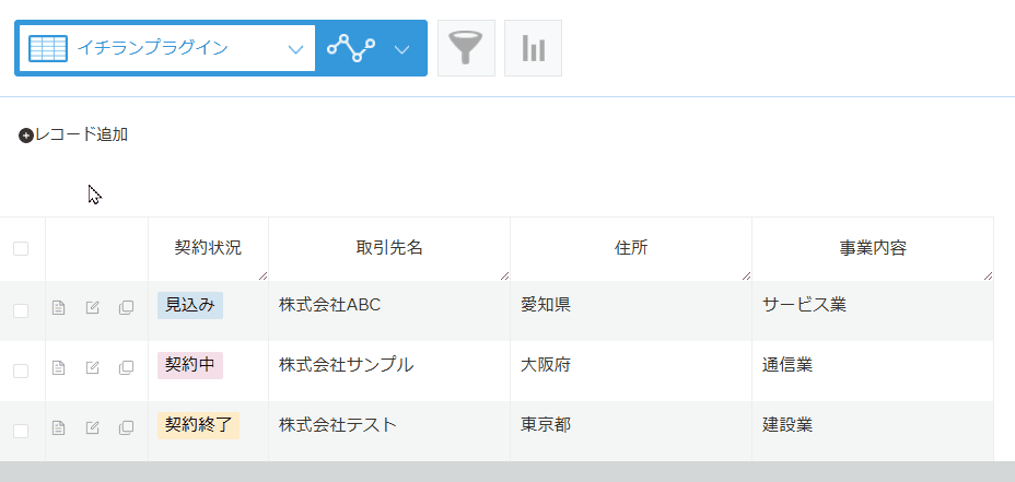一覧画面で複数のレコードを一括編集するのデモ画面